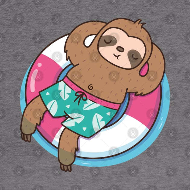 Cute Sloth Chilling On Pool by rustydoodle